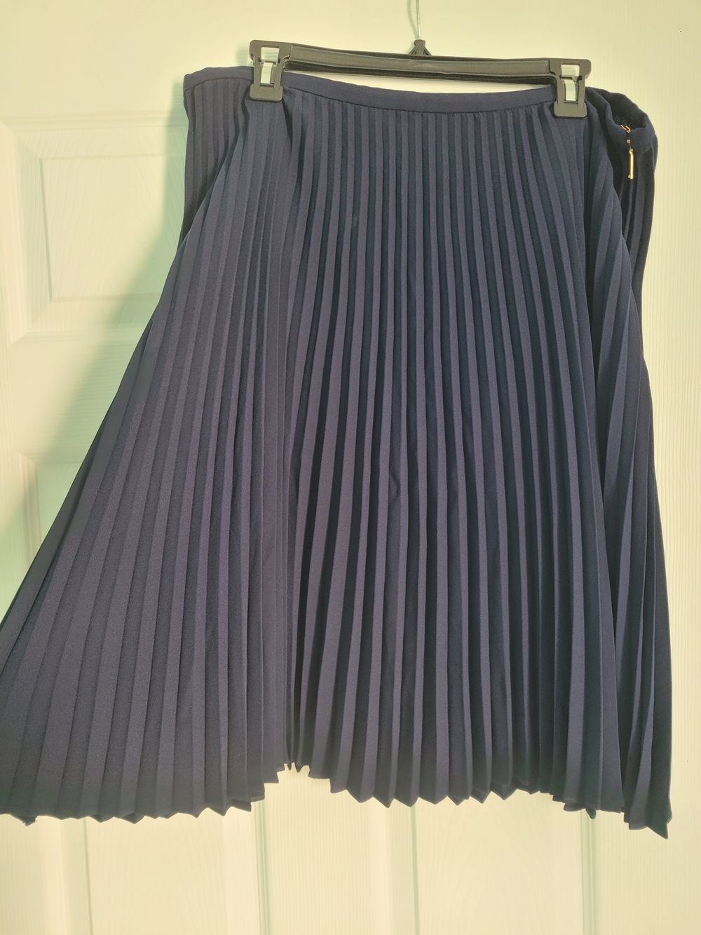 Ralph Lauren Navy Pleated Midi A-Line Skirt
